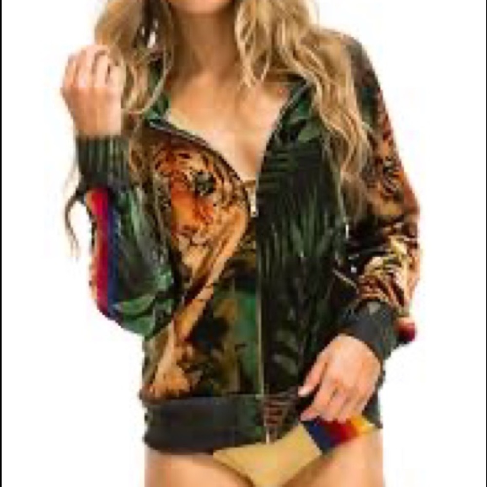 *SOLD* Aviator Nation Tiger Velour Hoodie Large